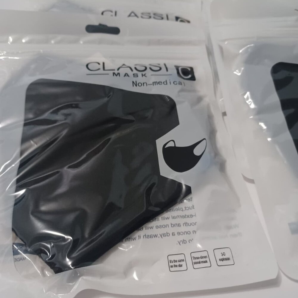 Classi-C Reusable Face Masks – Black –  W filter pocket Pack Of 3